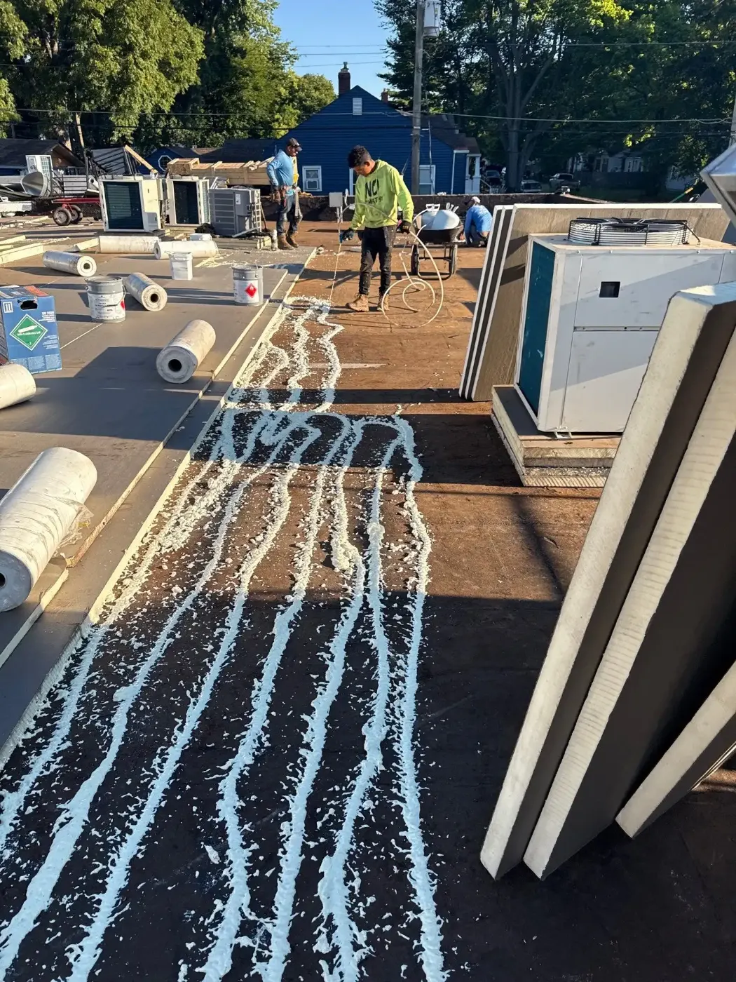 Tarping and dry-in on a Nappanee commercial roof